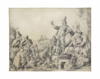 Pieter Jansz. Quast - A Quack Selling A Remedy To Peasants In A Market