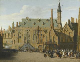 Pieter Jansz. Saenredam - The Town Hall At Haarlem With The Entry Of Prince Maurits To Replace The Governers In 1618