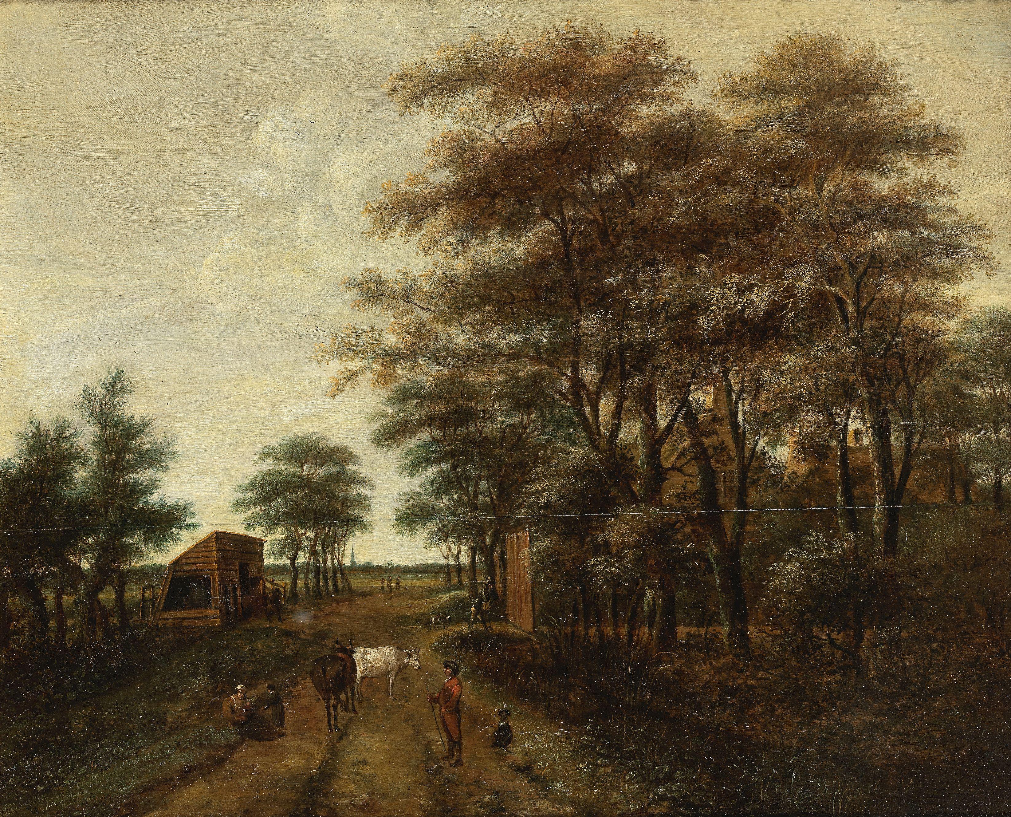 Pieter Jansz. van Asch - A wooded landscape with drovers and cattle