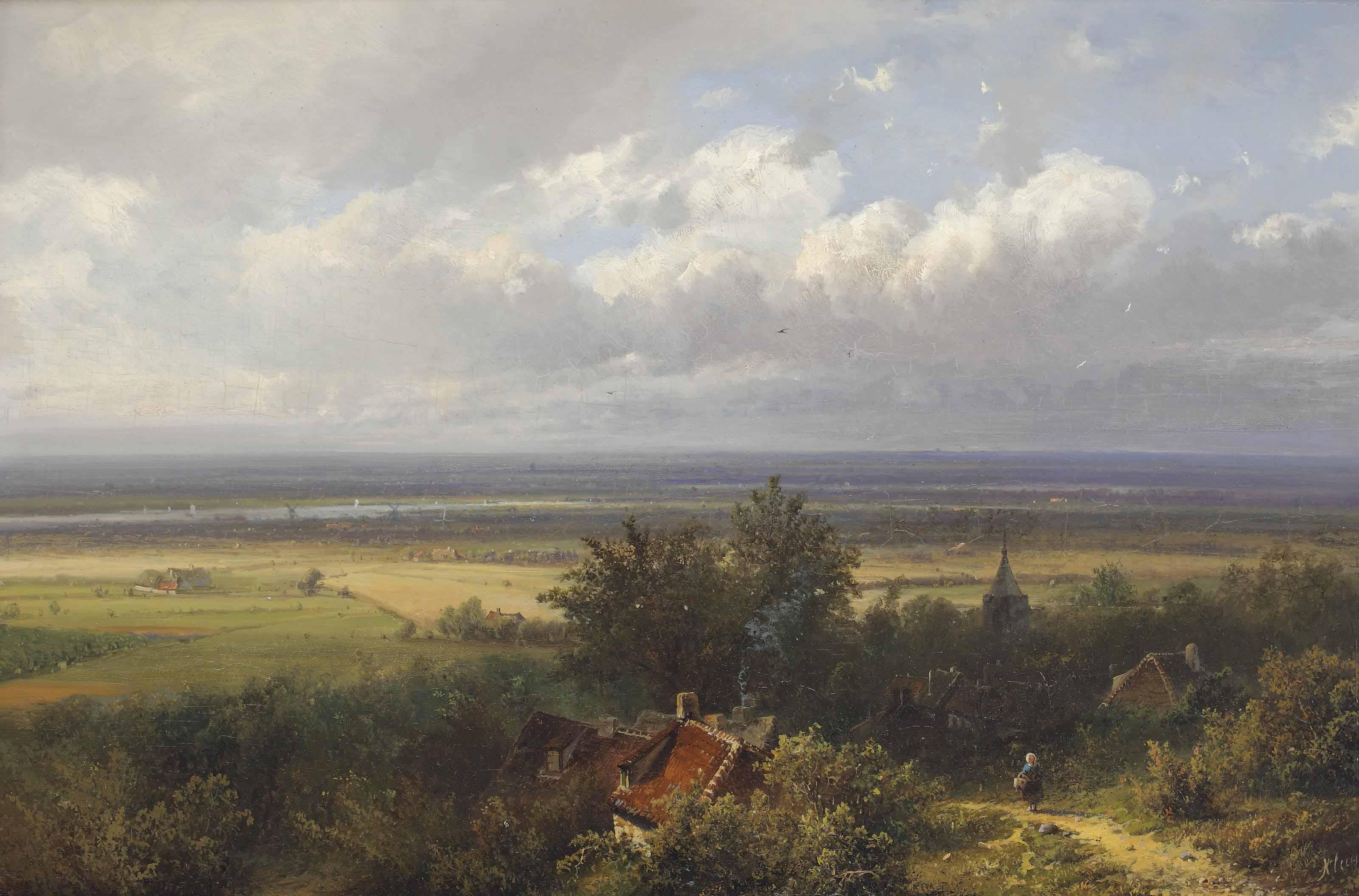 Pieter Lodewijk Francisco Kluyver - A panoramic landscape