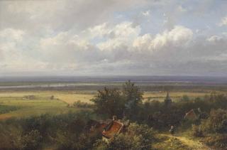 Pieter Lodewijk Francisco Kluyver - A panoramic landscape