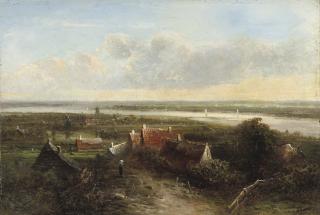 Pieter Lodewijk Francisco Kluyver - A panoramic river landscape