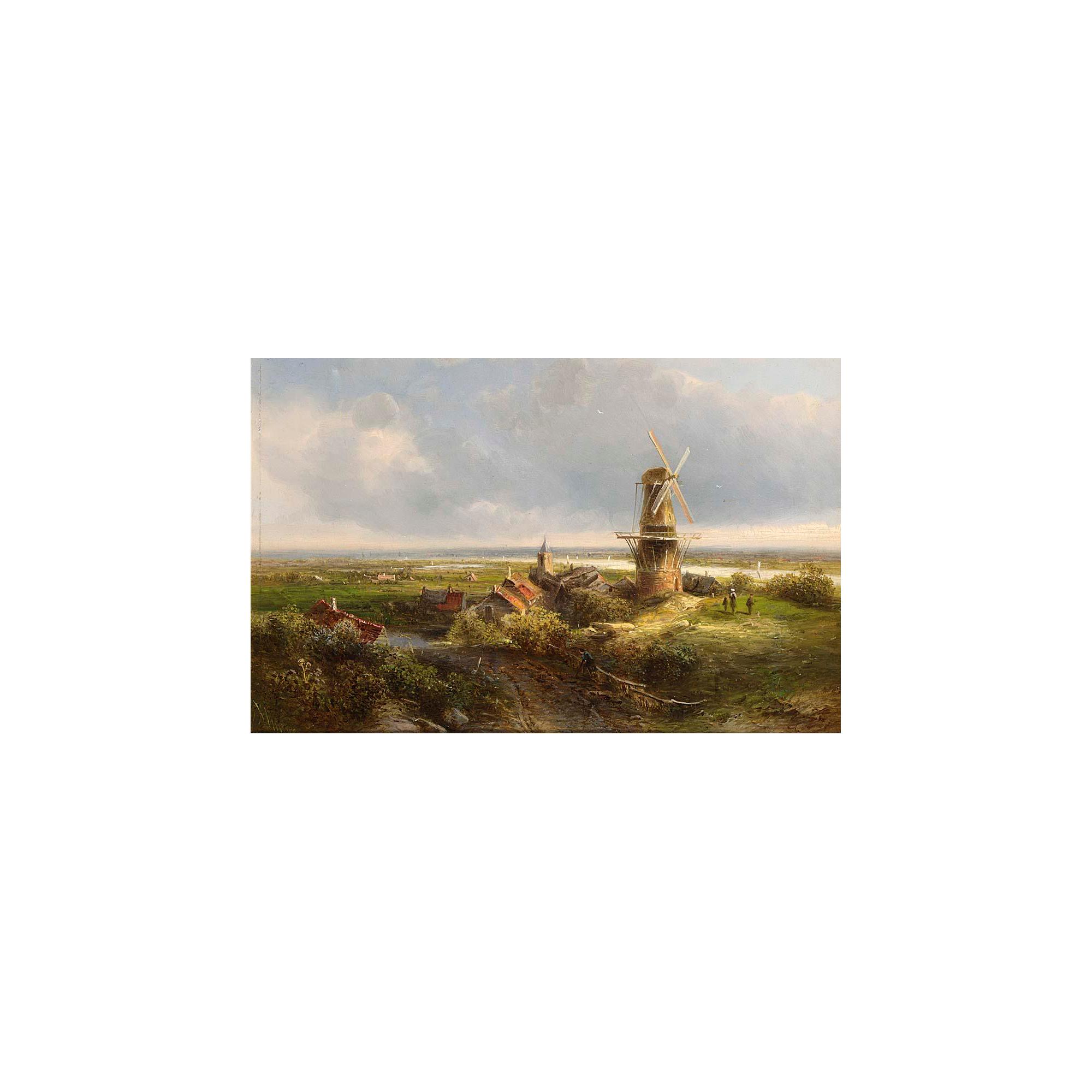 Pieter Lodewijk Francisco Kluyver - A Windmill In An Extensive Landscape