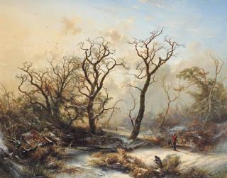 Pieter Lodewijk Francisco Kluyver - A winter landscape with ghostly trees