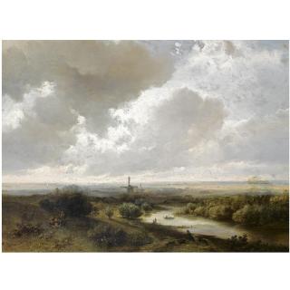 Pieter Lodewijk Francisco Kluyver - Dutch A Panoramic River Landscape