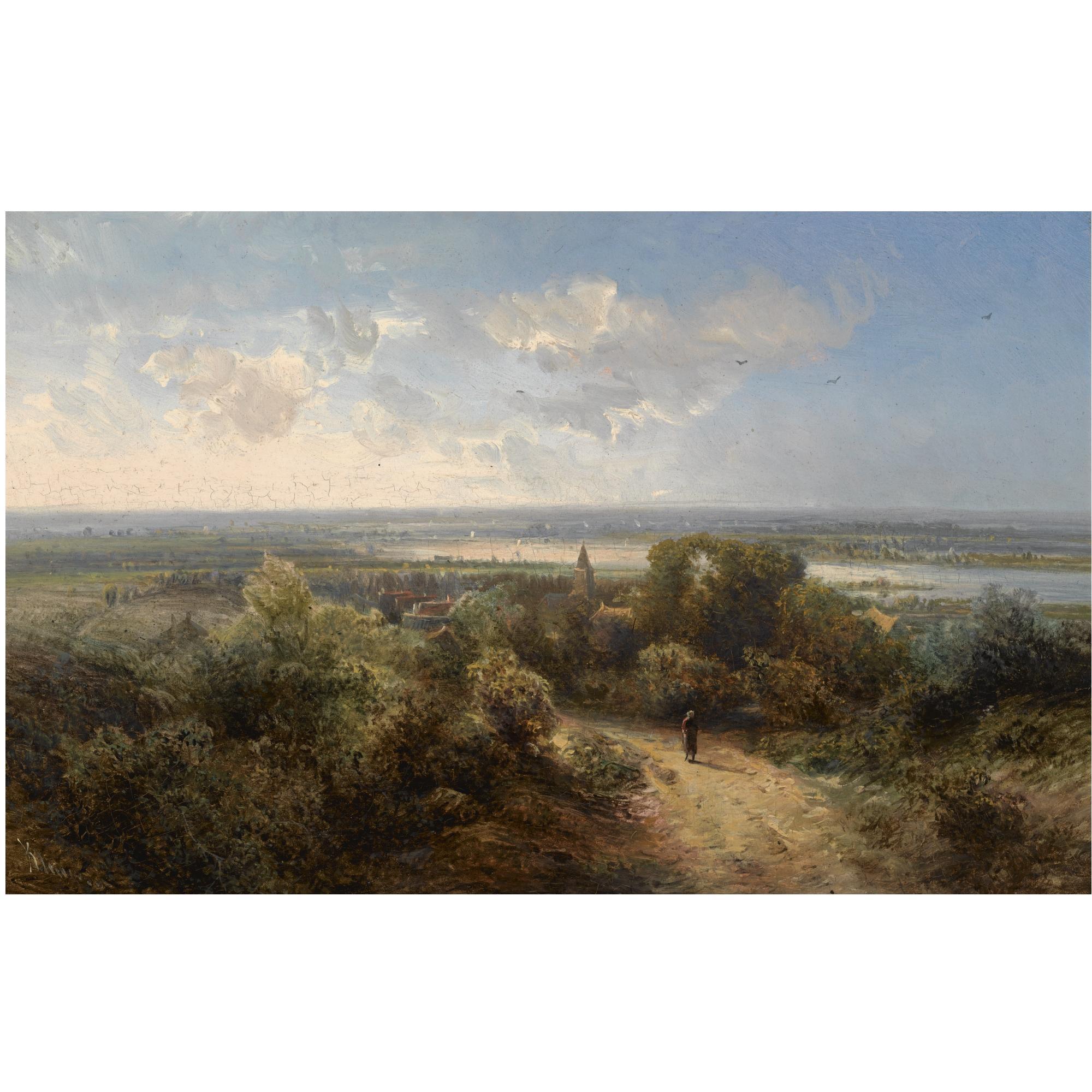 Pieter Lodewijk Francisco Kluyver - Dutch A View Of The River Rhine Near Arnhem