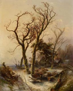 Pieter Lodewijk Francisco Kluyver - Eichen im Winterwald
