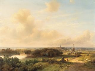 Pieter Lodewijk Francisco Kluyver - Holländische Landschaft mit Windmühle
