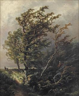 Pieter Lodewijk Francisco Kluyver - Trees In Stormy Weather