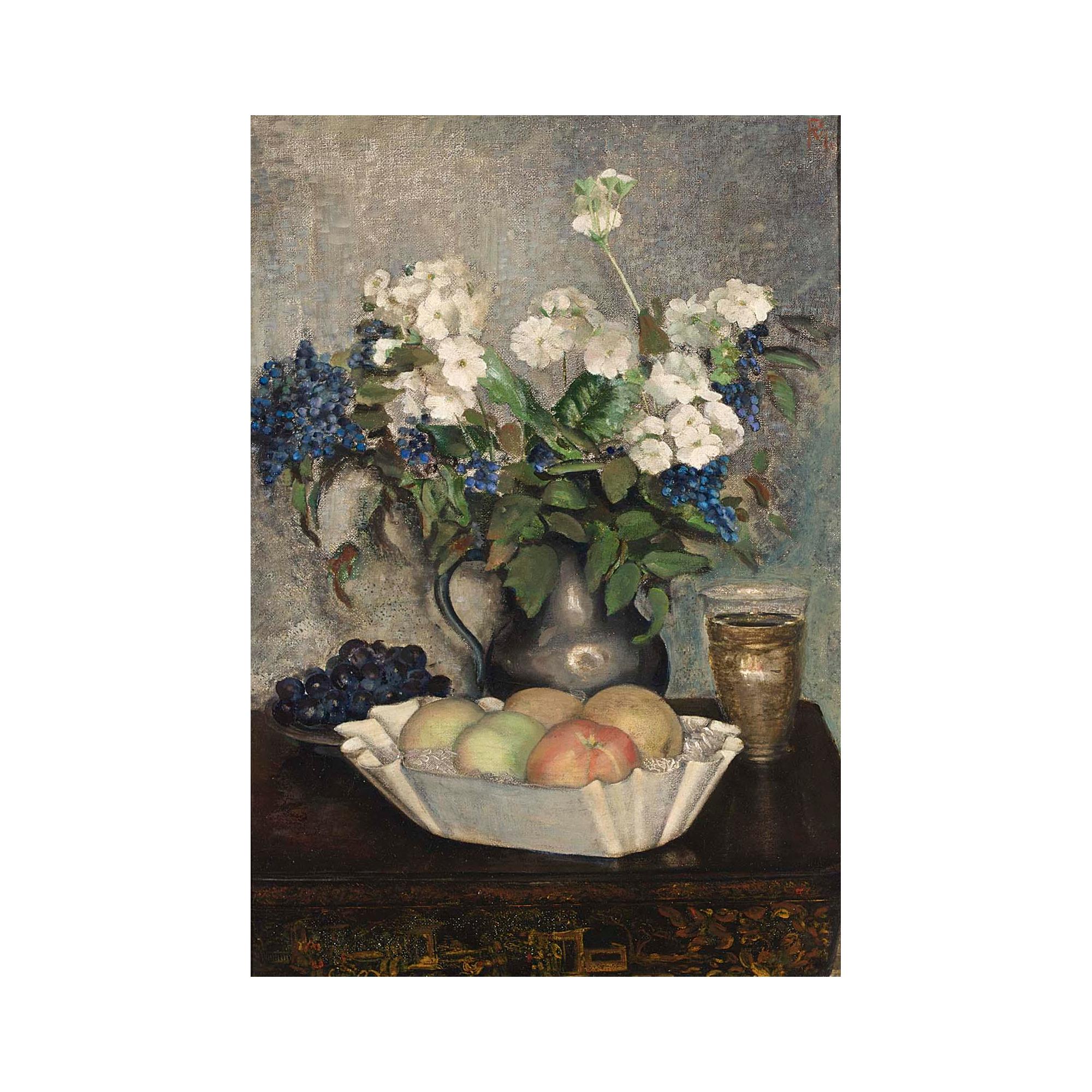 Pieter Meiners - A Still Life With Fruit And Flowers