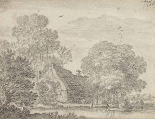 Pieter Molijn - A Cottage By A Riverbank