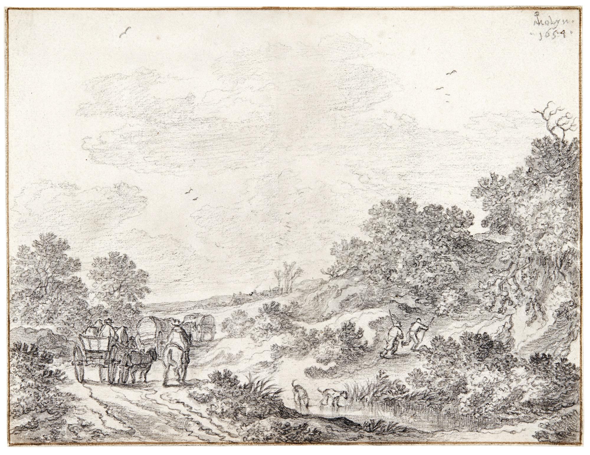 Pieter Molijn - Three Wagons On A Country Road