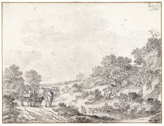 Pieter Molijn - Three Wagons On A Country Road