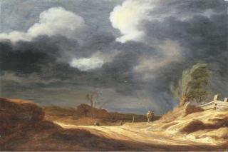 Pieter Molyn - A dune landscape with travellers on a path