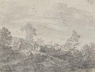 Pieter Molyn - A peasant and his dog in a landscape