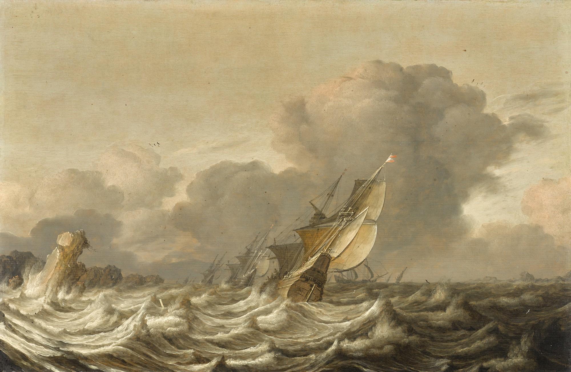 Pieter Mulier The Elder - Sailing Vessels In Choppy Seas