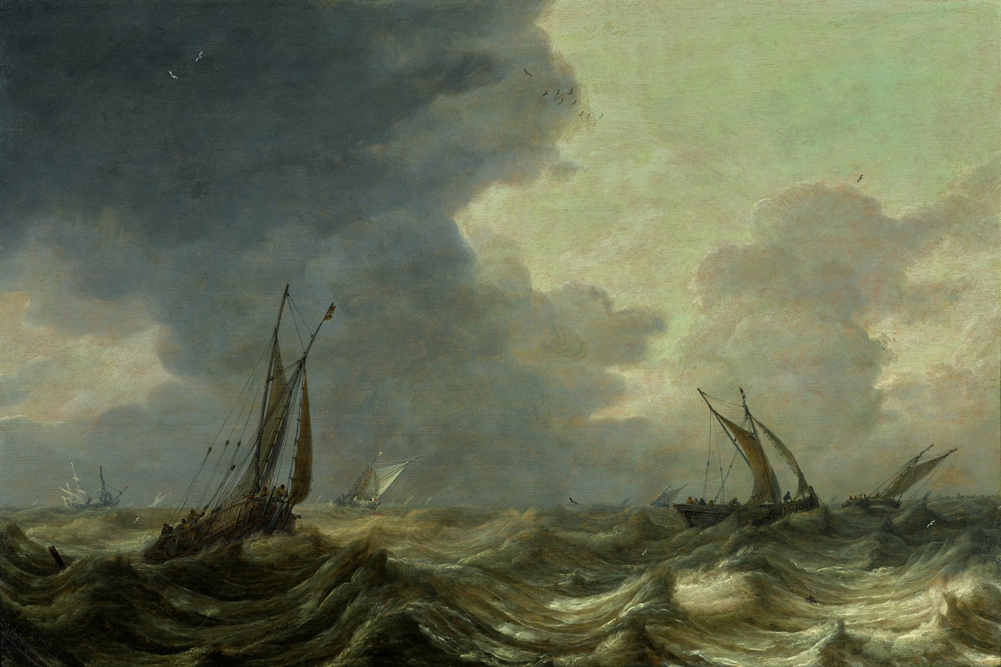 Pieter Mulier - Fishing Boats In A Storm