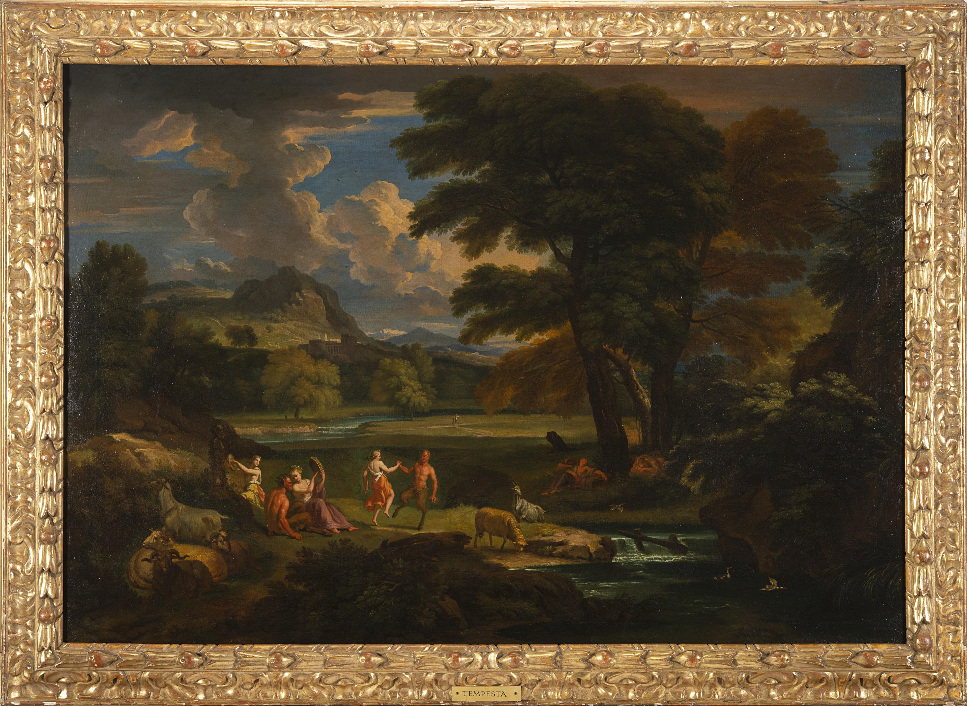Pieter Mulier - Landscape with satyrs and nymphs