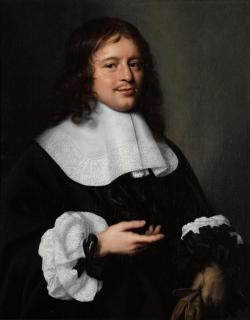 Pieter Nason - A Portrait Of A Gentleman, Half-Length, With A White Collar And Cuffs And Holding A Pair Of Gloves
