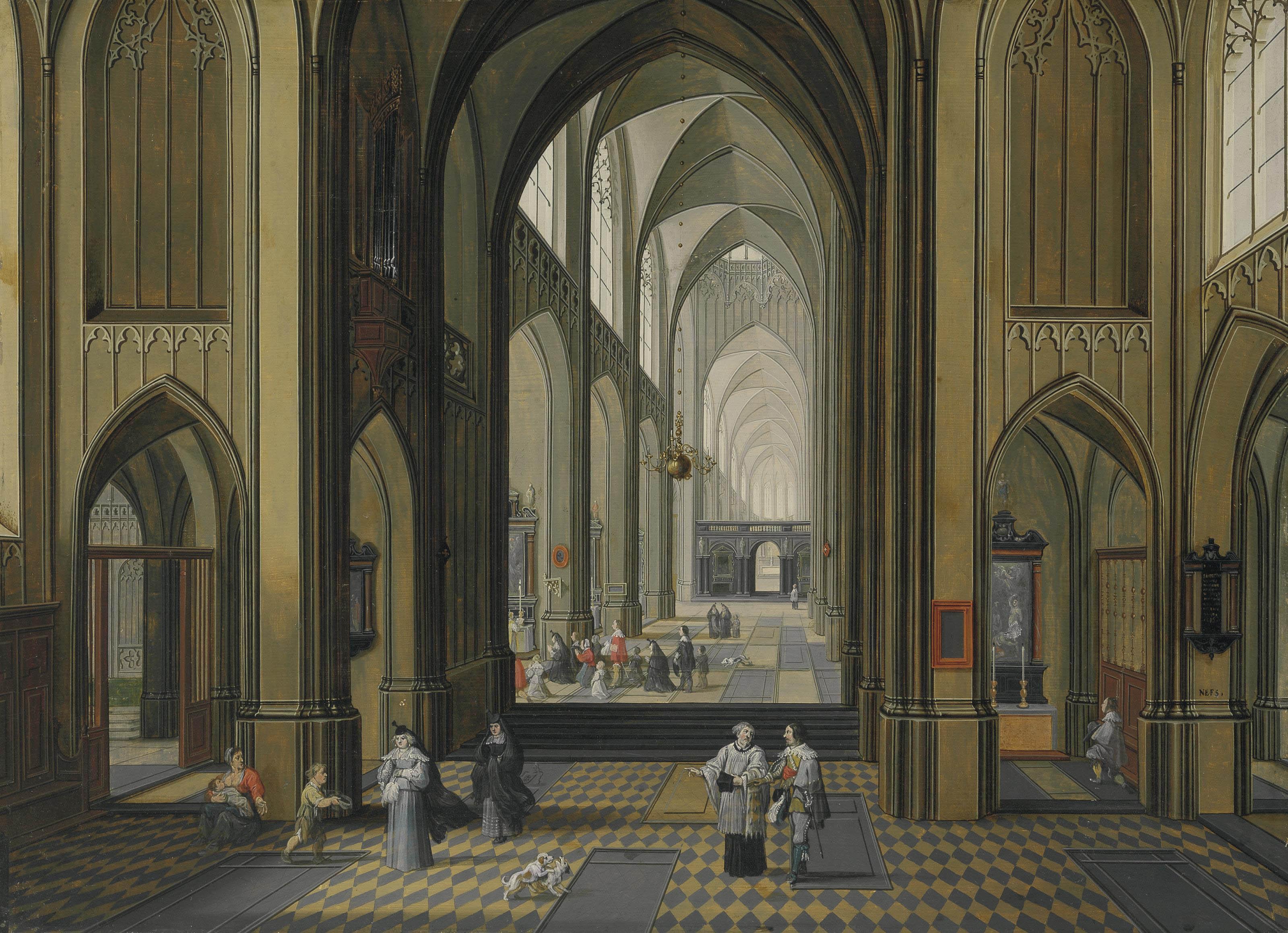 Pieter Neefs I - Interior of a Gothic church