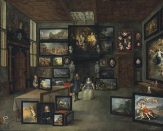 Pieter Neefs Ii - Portrait of an elegantly dressed couple and a page in a picture gallery