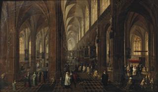 Pieter Neefs II - The Interior Of The Onze-Lieve-Vrouwe-Kerk In Antwerp With Elegant Figures Conversing