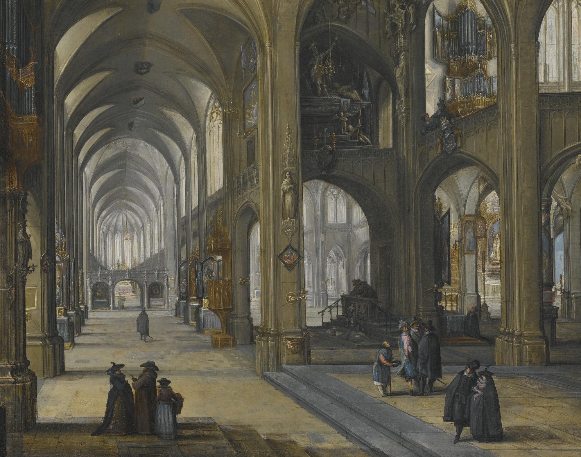 Pieter Neefs The Elder - An Interior Of A Gothic Church, Facing Eastwards