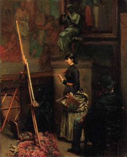 Pieter Oyens - A copiist at work in the Galeries du Luxembourg, Paris