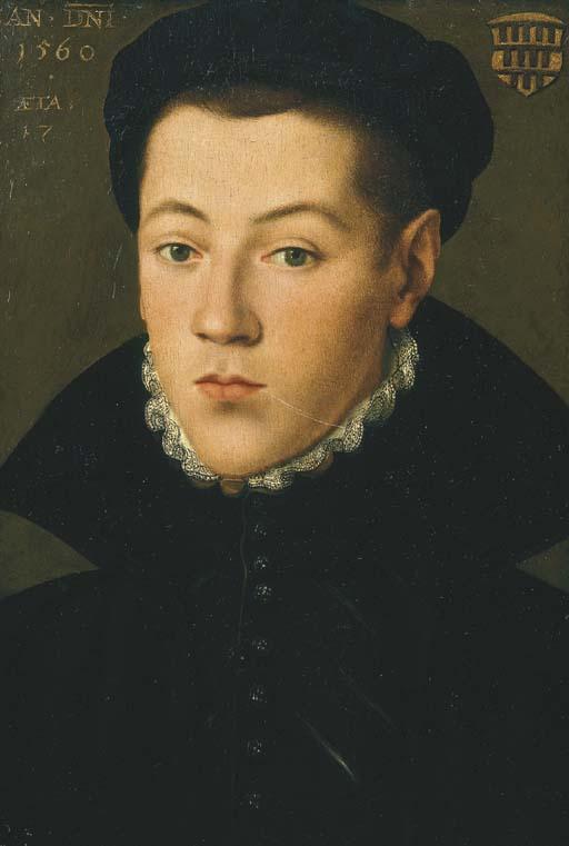 Pieter Pourbus - Portrait of a young man, said to be a member of the Overstolz de Efferen family of Cologne, bust-length, wearing black costume with white collar