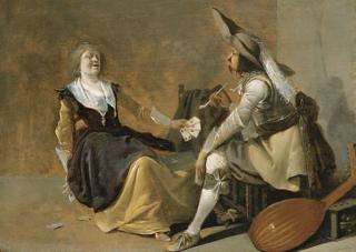 Pieter Quast - A Soldier And A Laughing Girl In An Interior