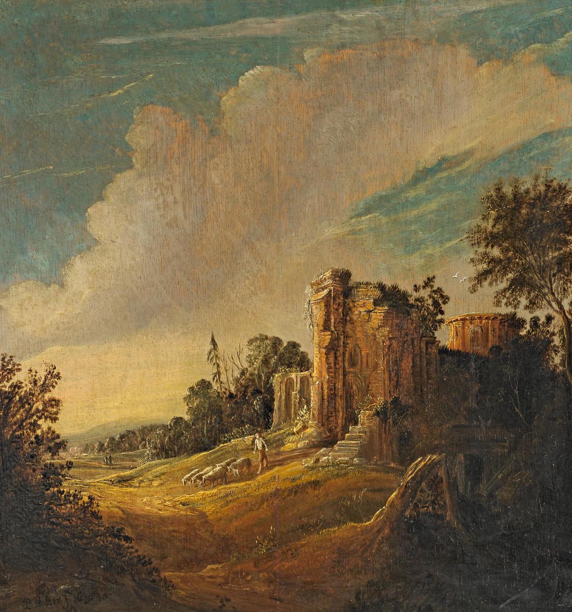 Pieter Symonsz. Potter - Ruinenlandschaft mit Hirten.