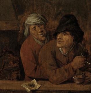 Pieter Symonsz. Potter - Two peasants smoking in a tavern