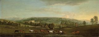 Pieter Tillemans - A panoramic view of Chatsworth House and Park, with mares and foals in the foreground