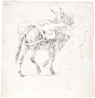 Pieter Van Bloemen - Study Of A Trotting Donkey With Sidepacks