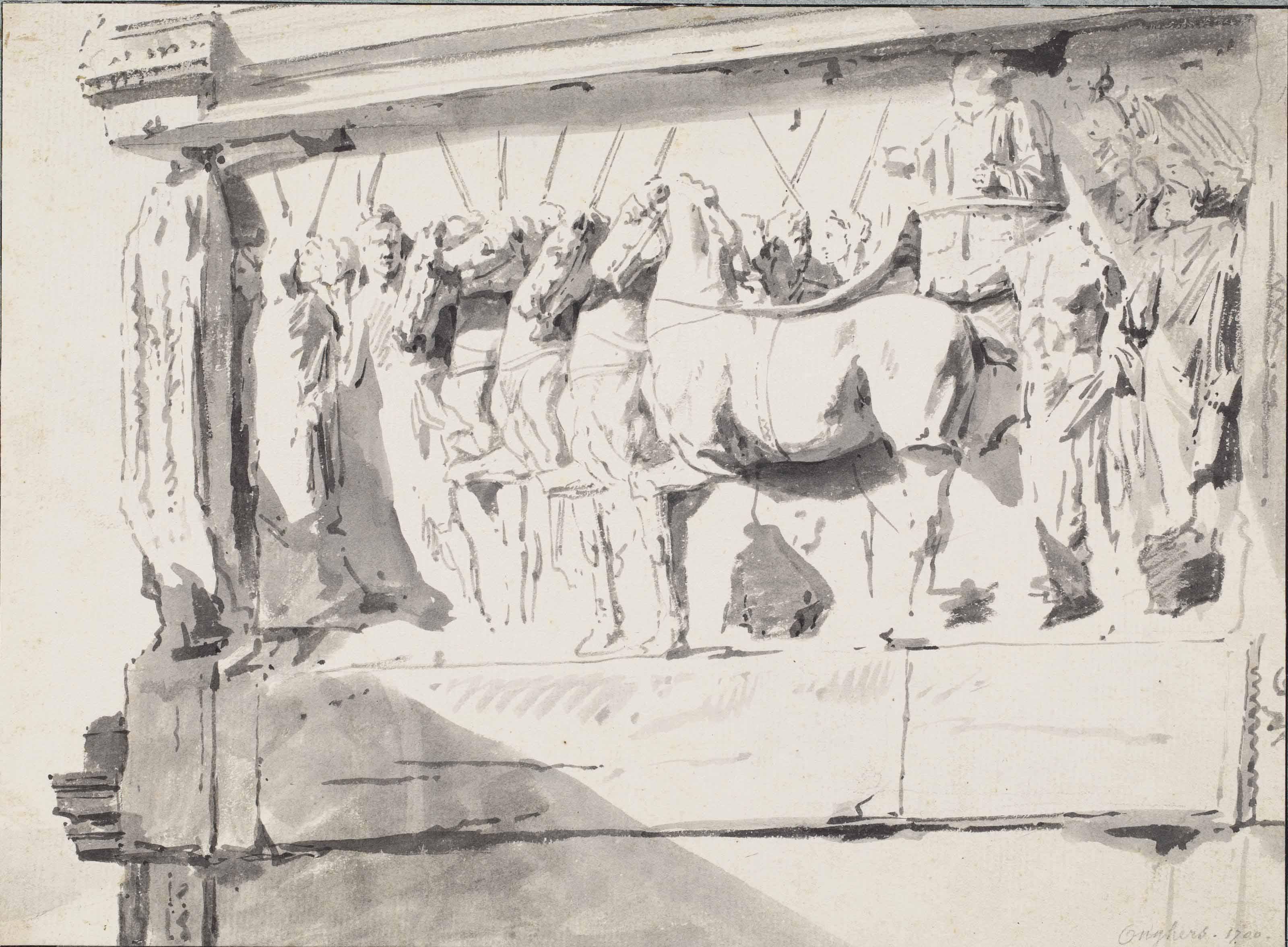 Pieter Van Bloemen - The Triumph of Titus: A relief from the Arch of Titus in Rome