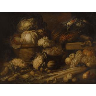 Pieter Van Boucle - L\'Automne: Nature Morte Aux Choux, Céleris, Raisins Et Gibier