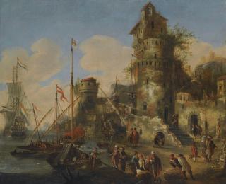 Pieter Van De Velde - A Mediterranean Harbour Capriccio