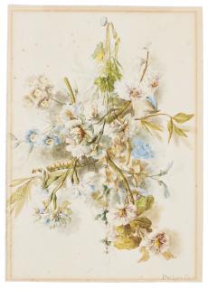 Pieter Van Loo - Still Life Of Flower Blossom With A Caterpillar