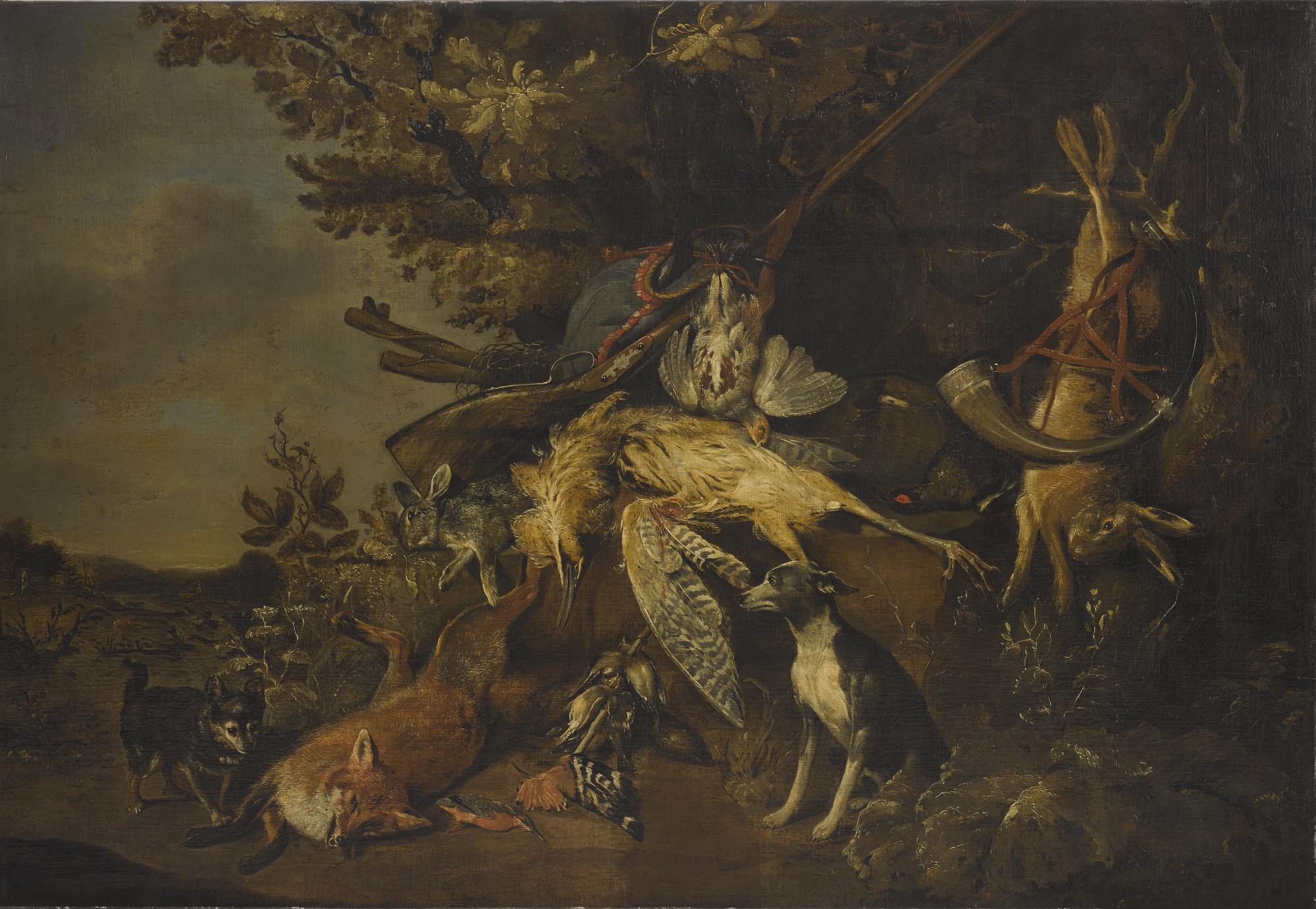 Pieter Van Noort - Dogs Guarding Spoils From The Hunt