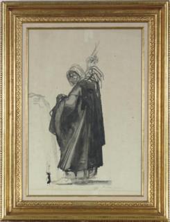 Pietro Annigoni - Study of a man in a black cloak