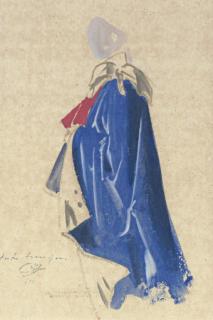 Pietro Annigoni - Study of a man in a cape