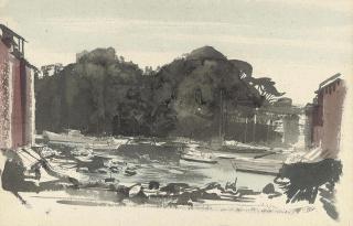 Pietro Annigoni - The harbour at Portofino on a summer\'s day