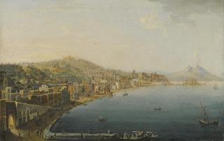 Pietro Antoniani - Naples, A View Of The Riviera Di Chiaia From The Convento Di Sant\' Antonio, With Vesuvius Smoking In The Distance