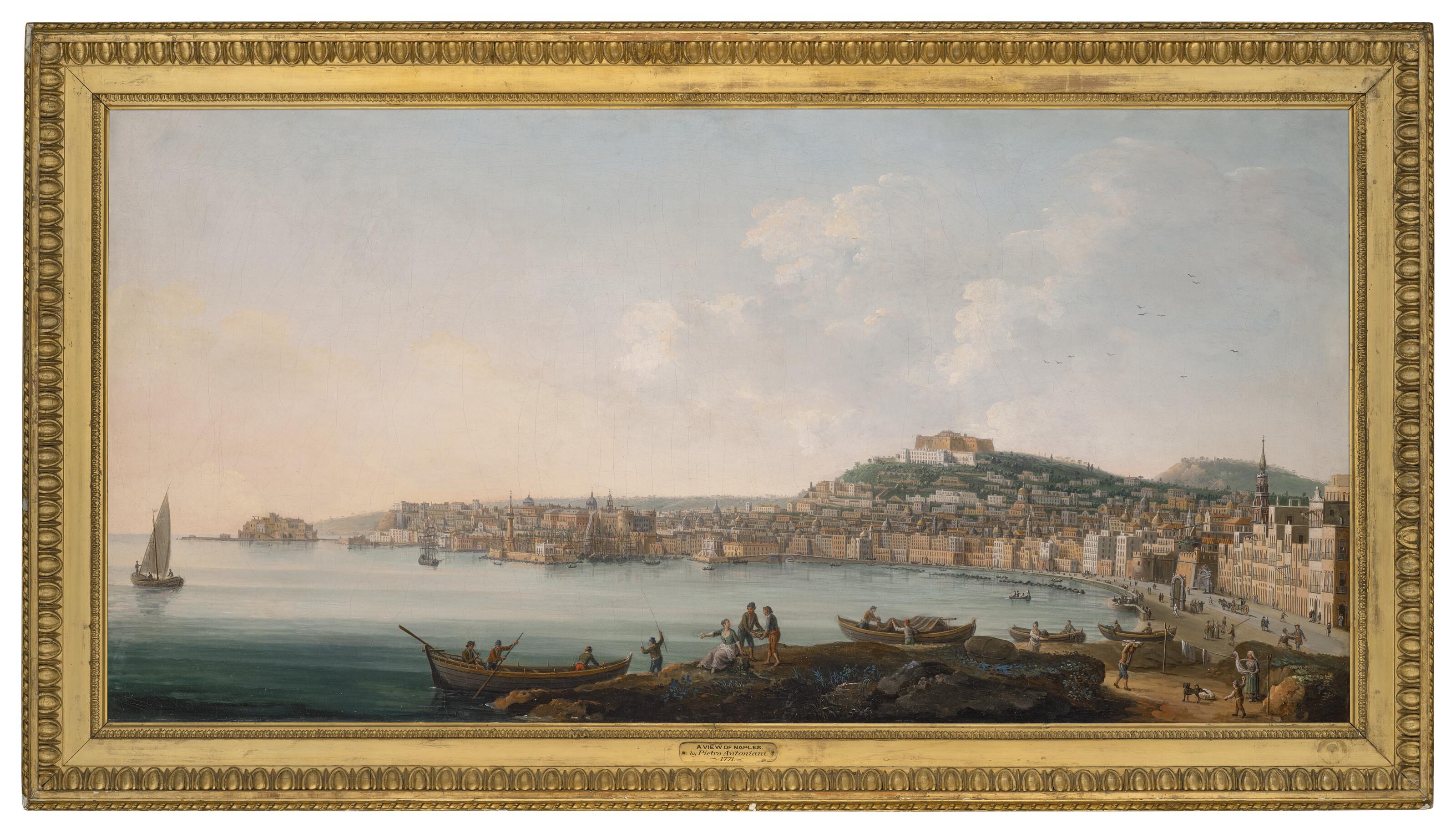 Pietro Antoniani - The Bay of Naples from the west, with the Castel dell\'Ovo, the Castel Nuovo and the Certosa di San Martino