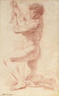 Pietro Antonio de Pietri - A kneeling man looking down to the left holding a rope