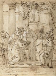 Pietro Antonio De Pietri - La Présentation au temple (recto); Esquisse de la même composition (verso)