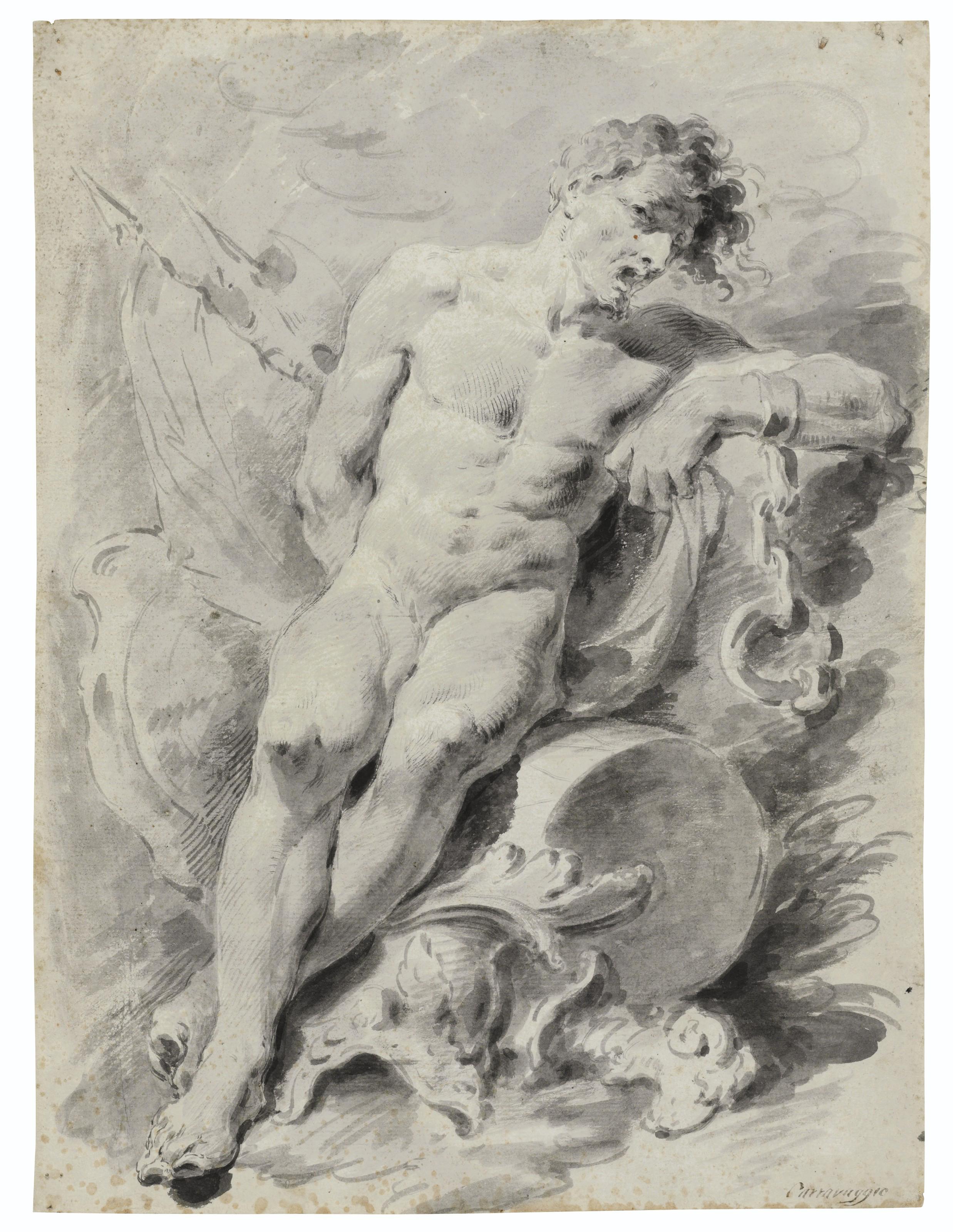 Pietro Antonio Novelli - A chained slave, seated on armory