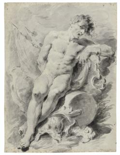 Pietro Antonio Novelli - A chained slave, seated on armory