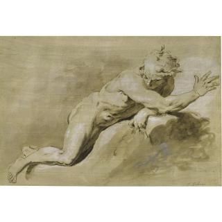 Pietro Antonio Novelli - A Male Nude Lying On A Rock