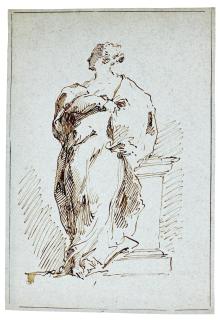 Pietro Antonio Novelli - Draped Female Figure Leaning On A Pedestal